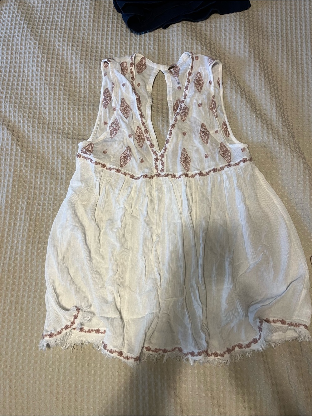 Free People Sleeveless Diamond Embroidered Top